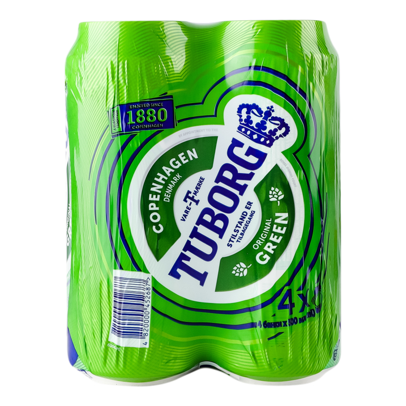 Пиво Туборг Грін 0,5л*4шт 4,6% ж/б
