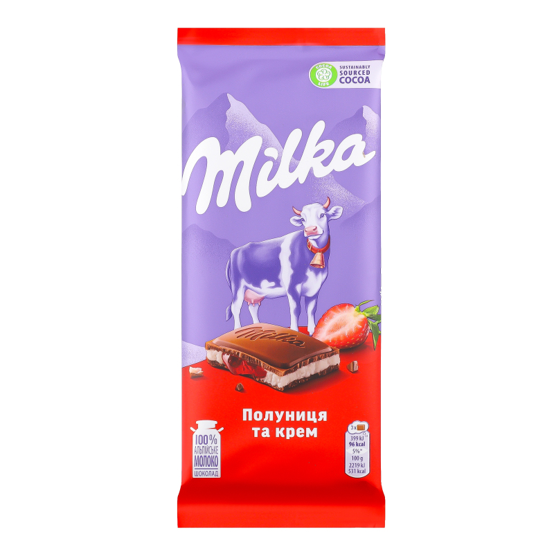 Шоколад Milka 90г Полуниця