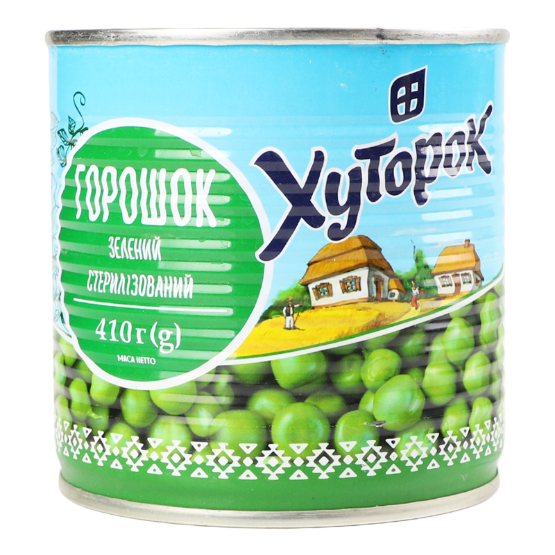 Горошок Хуторок 420г зелений з/б