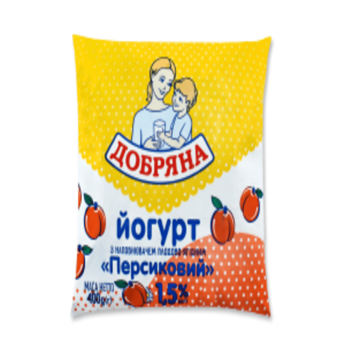 Йогурт Добряна 1,5% 400г Персик п/пл