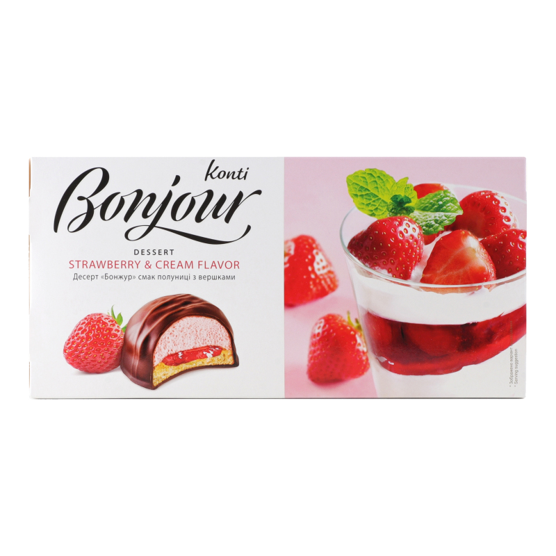 Десерт Конті Бонжур 232г Полуниця вершки
