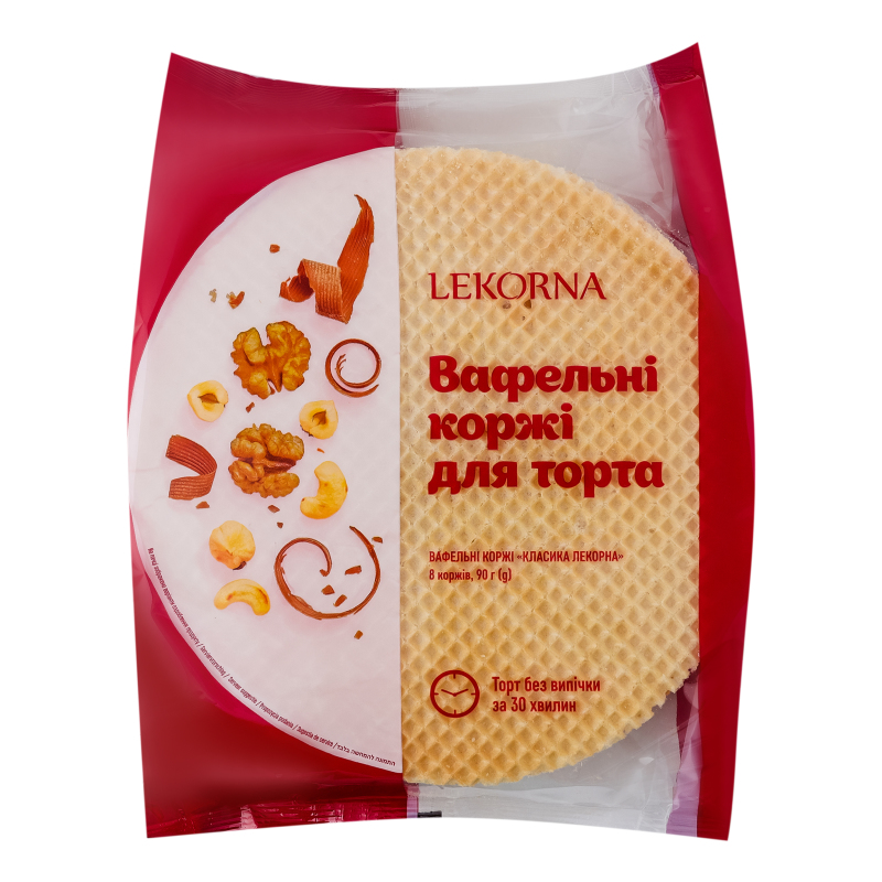 Коржі LEKORNA 90г вафельні класика