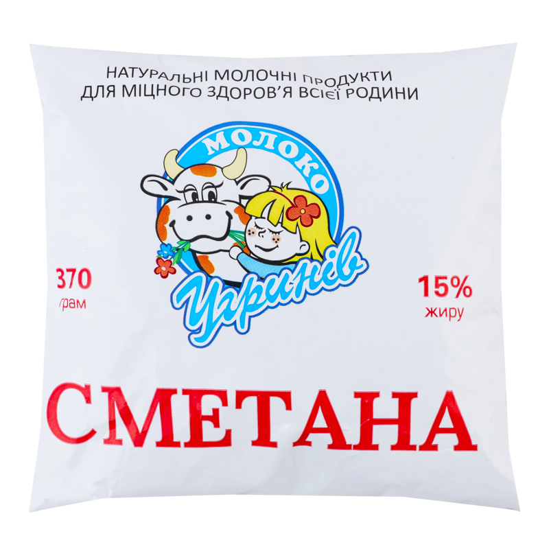 Сметана Угринів 15% 370г п/пл