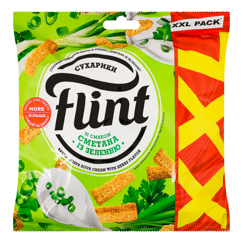 Сухарики Флінт 140г Сметана зелень