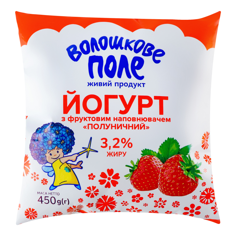 Йогурт ВолошПоле 3,2% 450г Полуниця п/пл