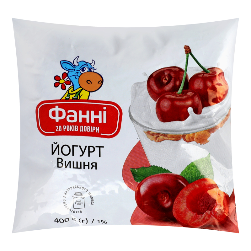 Йогурт Фанні 1% 400г Вишня п/пл