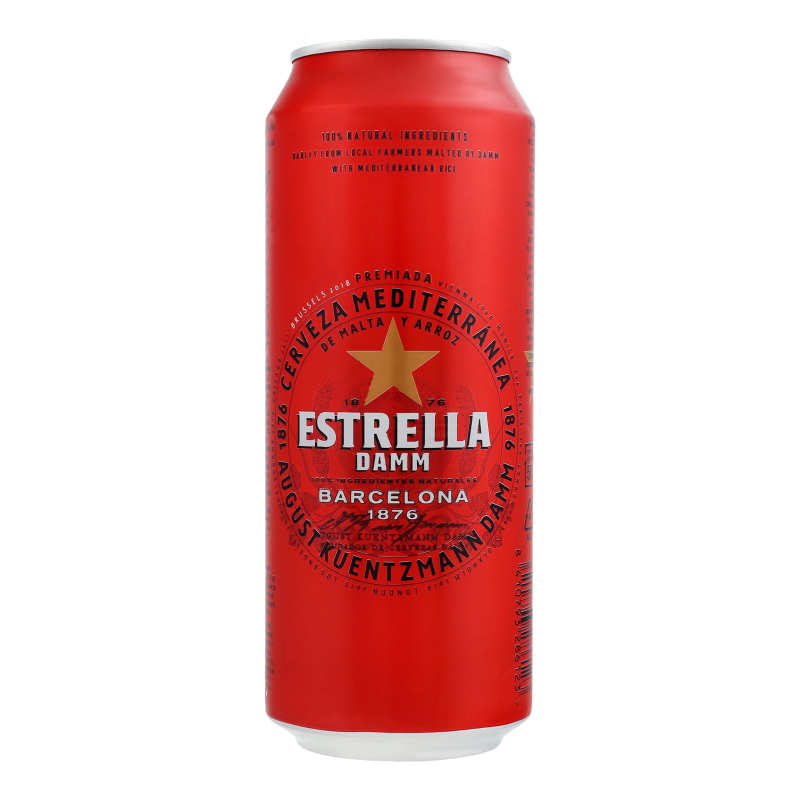 Пиво Estrella 0,5л DammBarcelona 4,6%ж/б