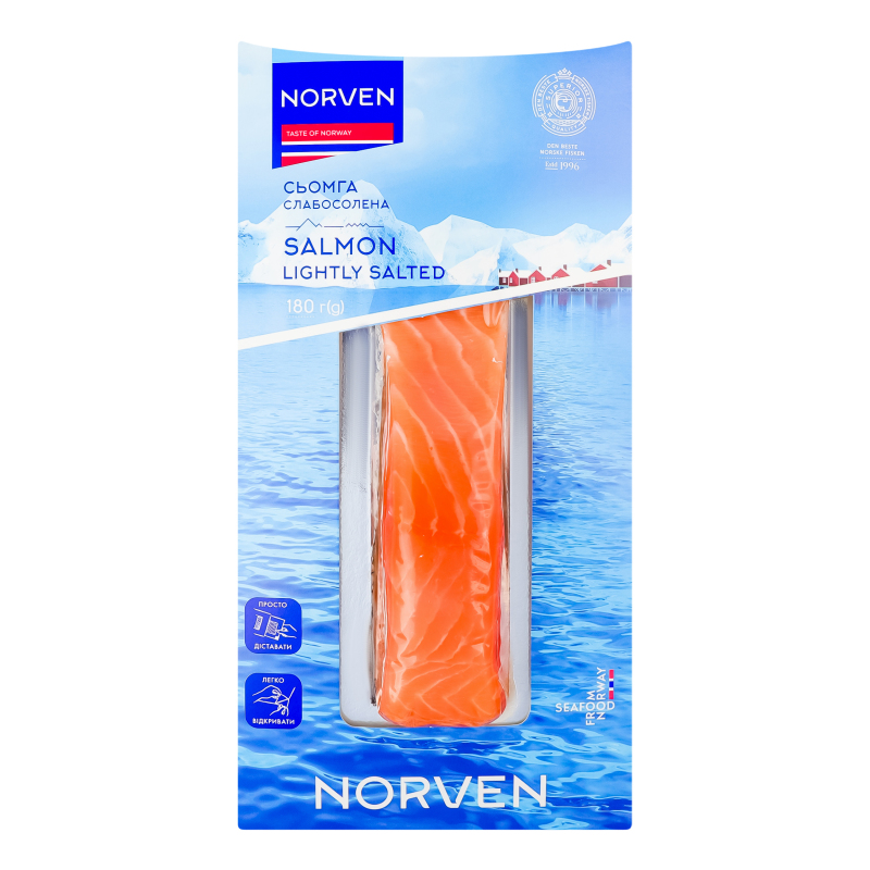 Риба Norven с/с 180г Сьомга філе-шматок