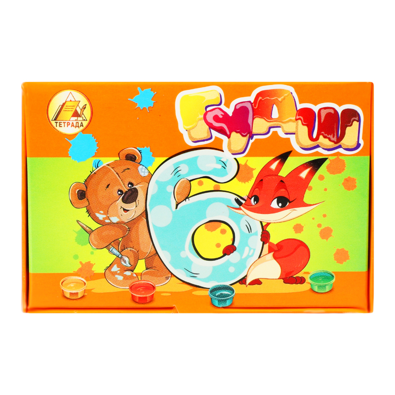 Фарба гуаш 6кол 10гр КТ 0210411