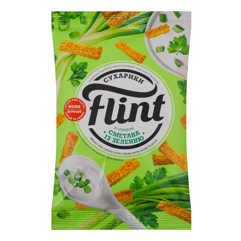 Сухарики Флінт 60г Сметана Зелень