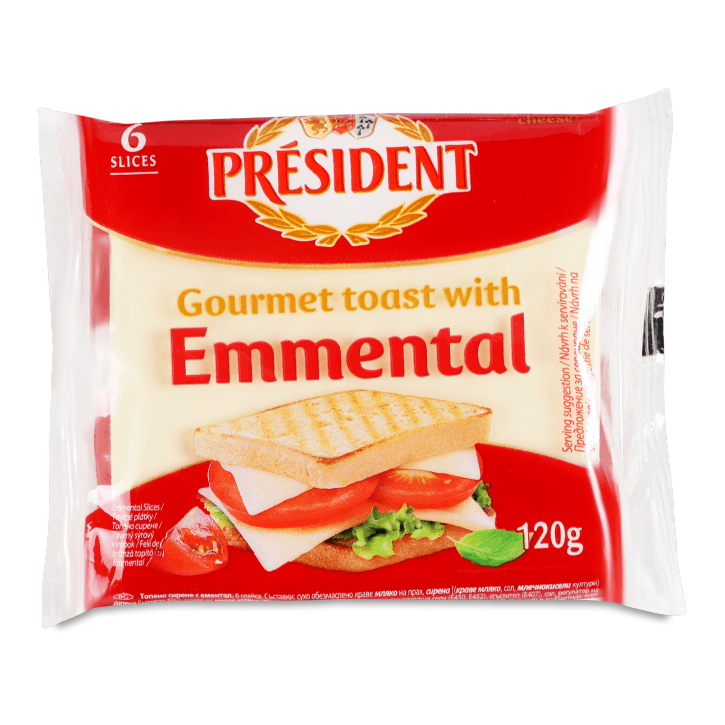 Сир President пл 40% 120г Емменталь тост
