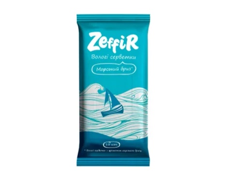 Серветки вологі Zeffir15шт Морський бриз