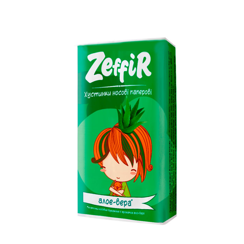 Хустинки паперові Zeffir 10шт Алое Вера