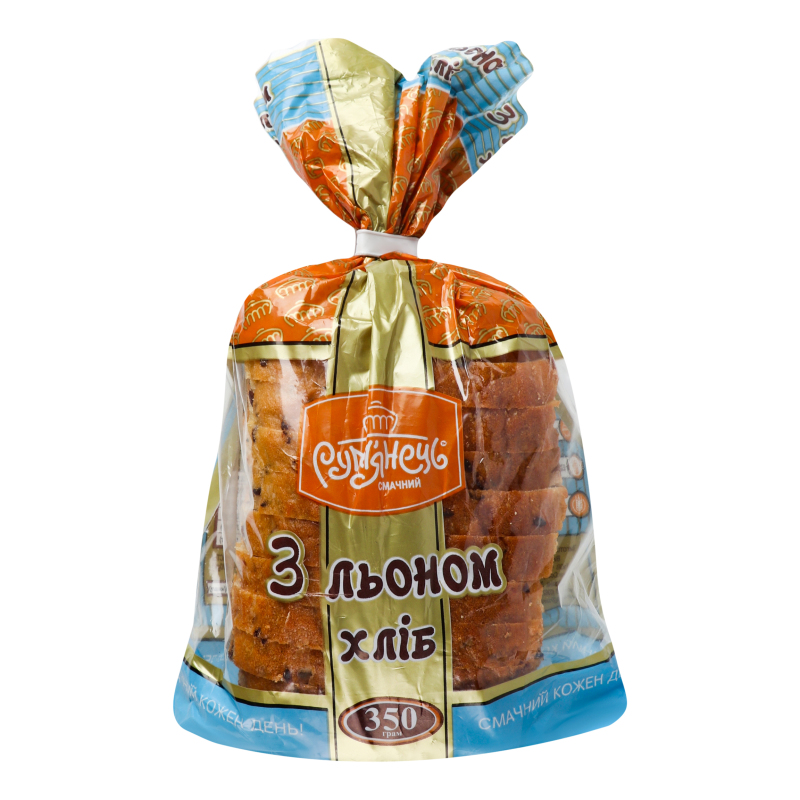 Хліб Румянець 350г З льоном різаний