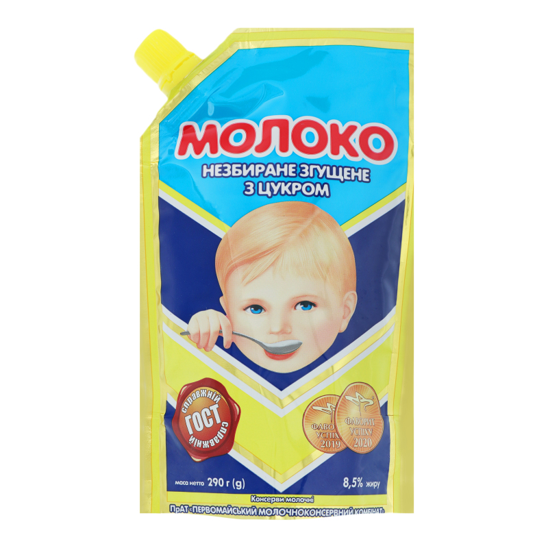 Молоко згущене Первомайськ 8,5% 290г д/п