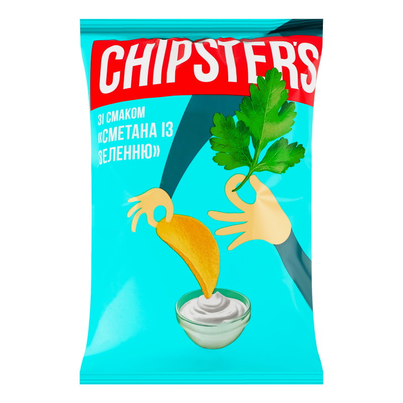 Чипси Chipsters 60г Сметана Зелень