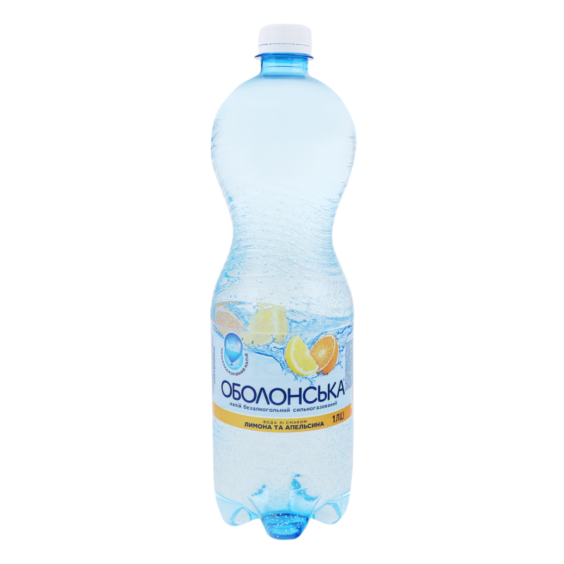 Мін вода Оболонська 1л Лимон Апельсин