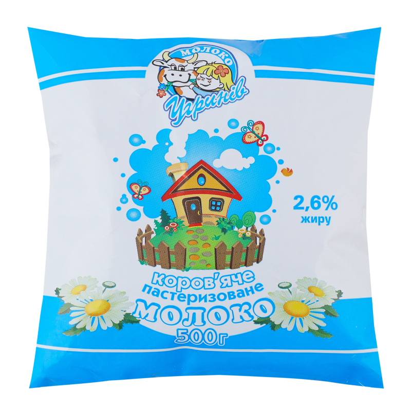 Молоко Угринів 2,6% 500г п/пл