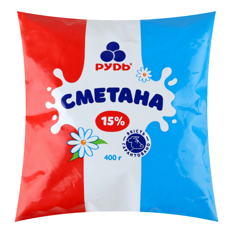 Сметана Рудь 15% 400г п/пл