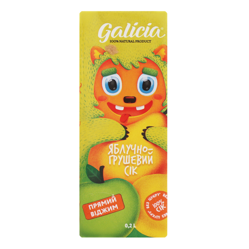 Сік Galicia 0,2л Яблучно-грушевий