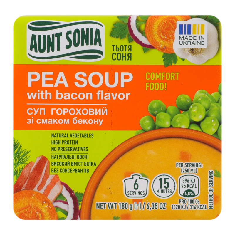 Суп Тьотя Соня 180г гороховий бекон