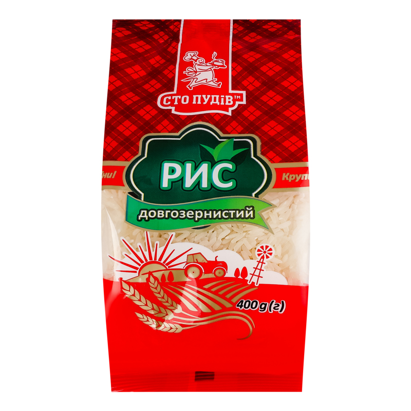 Крупа Сто Пудов 400г Рис довгий
