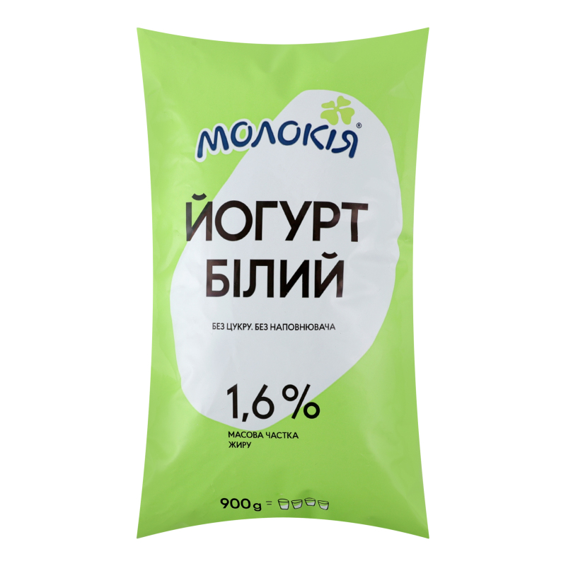 Йогурт Молокія 1,6% 900г білий п/пл