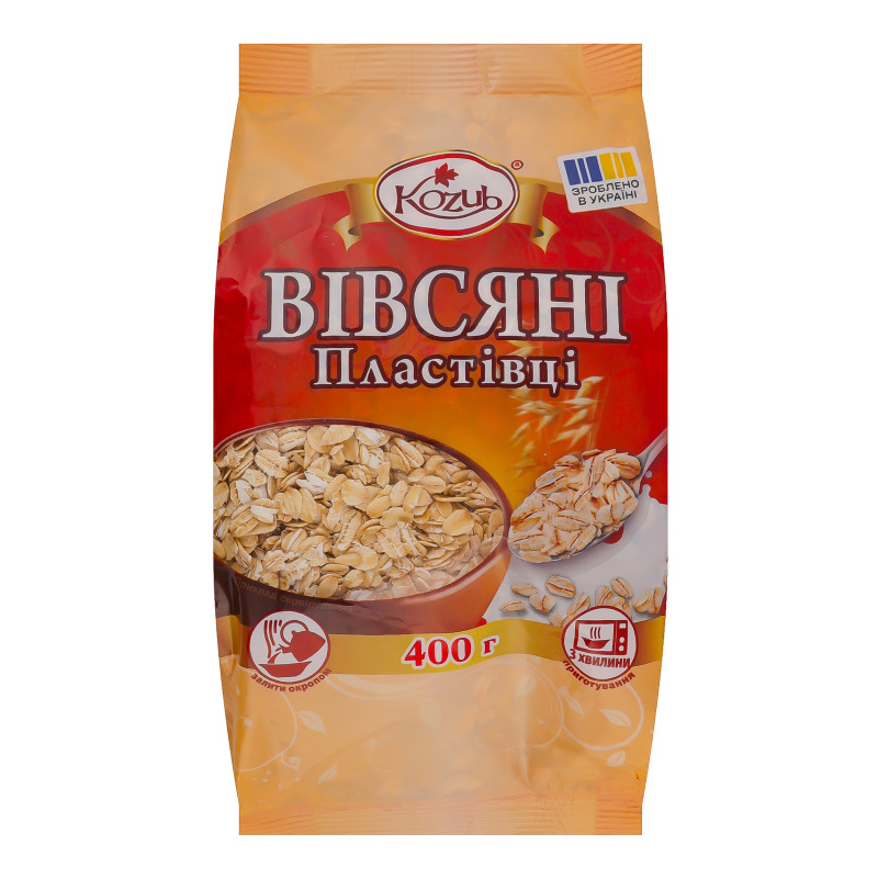 Пластівці КозубПрод 400г Вівсяні миттєві