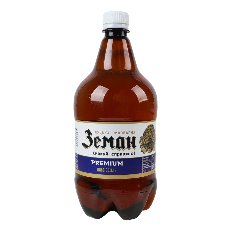 Пиво Земан 1л Преміум світле 4,9%