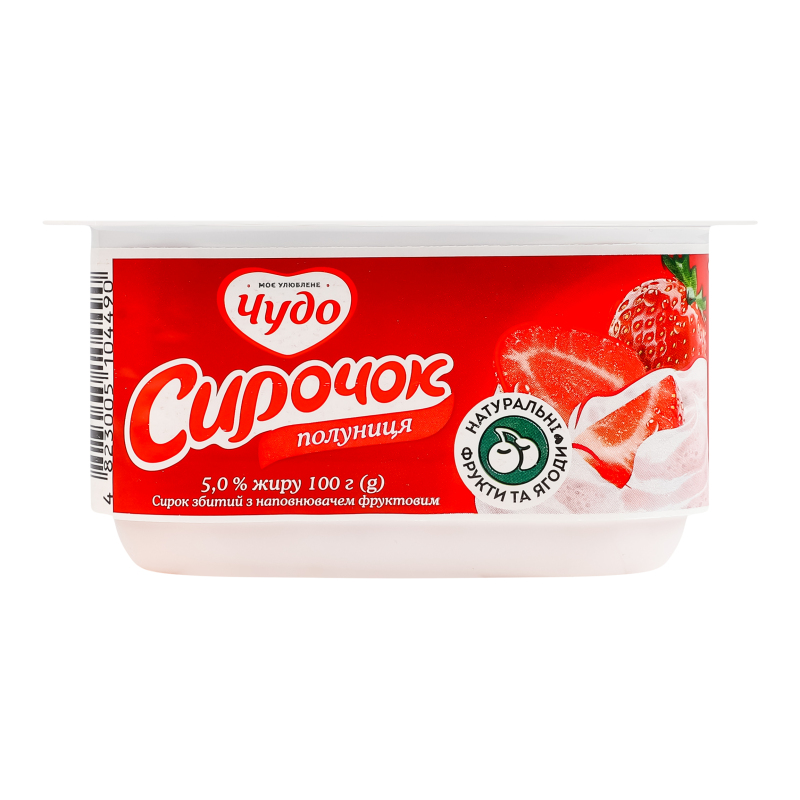 Сирок Чудо 5% 100г Пюре полуниця