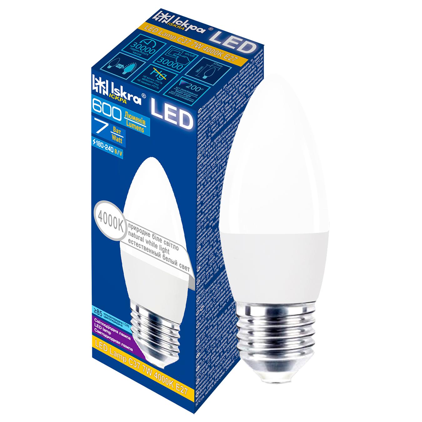 Лампочка Іскра LED Lamp C37 7W 4000K E27