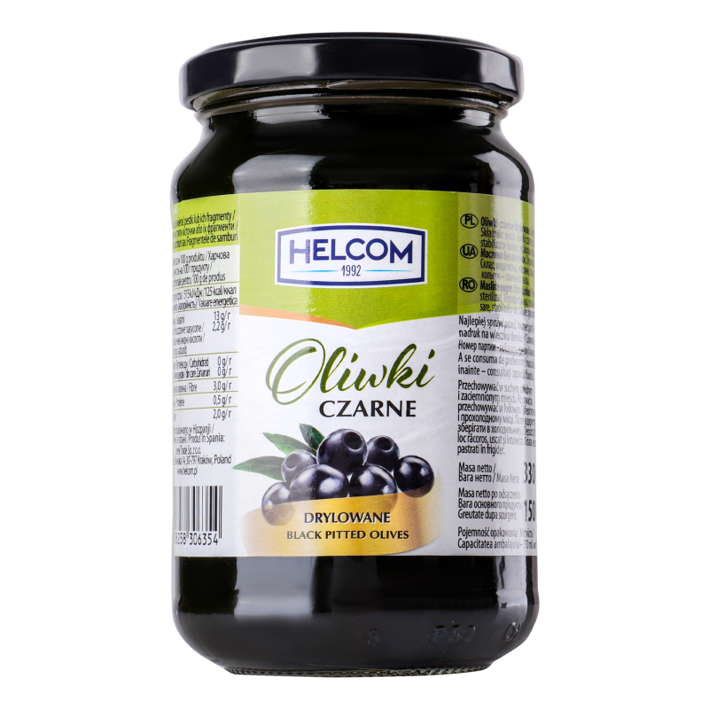 Маслини Helcom 330г чорні б/к с/б