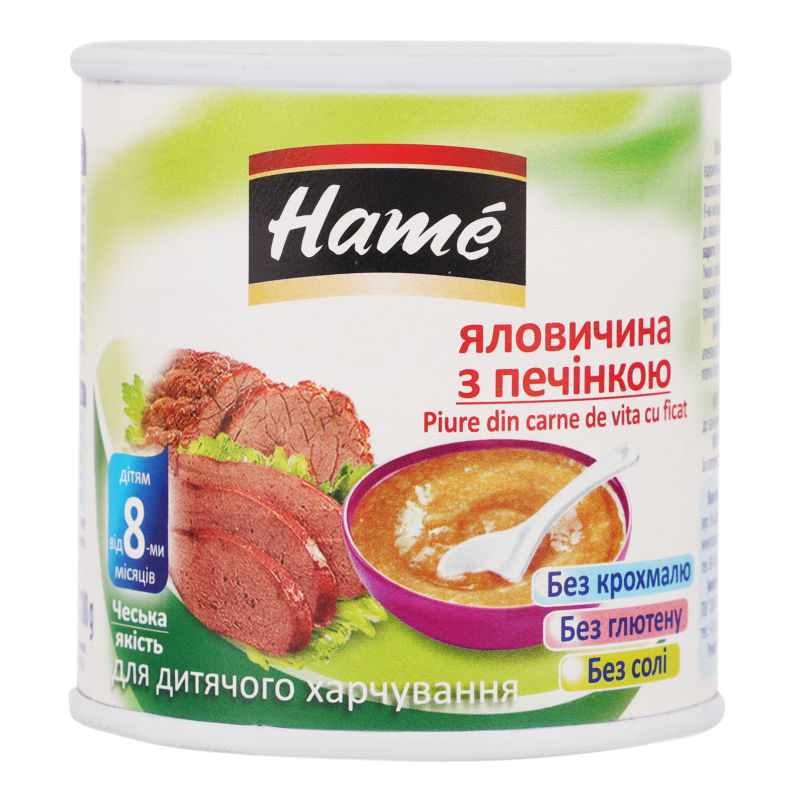 ДХ Пюре Hame 100г мясне Ялович печін з/б