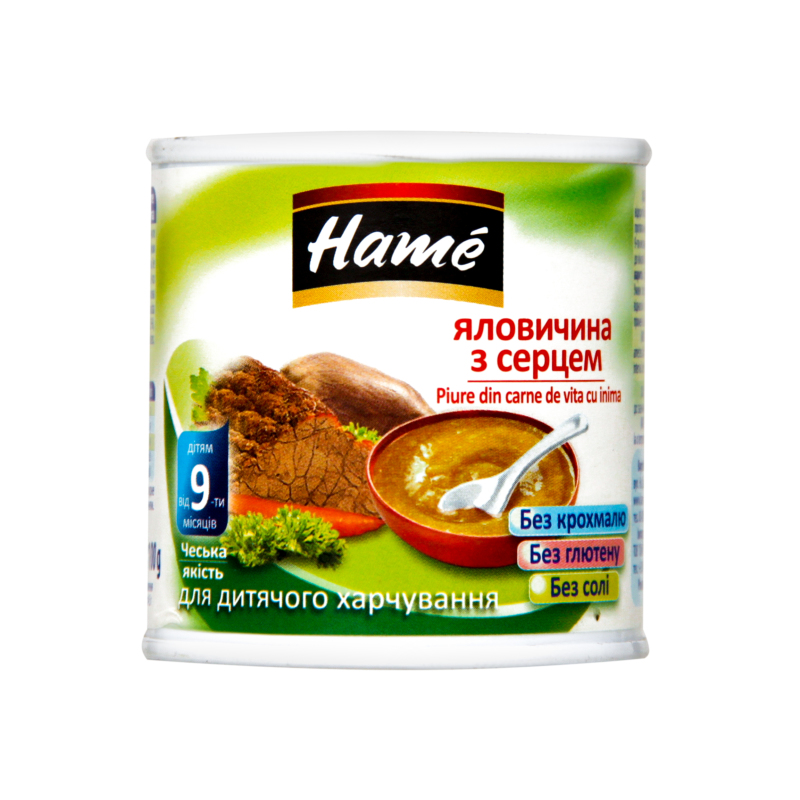 ДХ Пюре Hame 100г мясне Ялович серце з/б