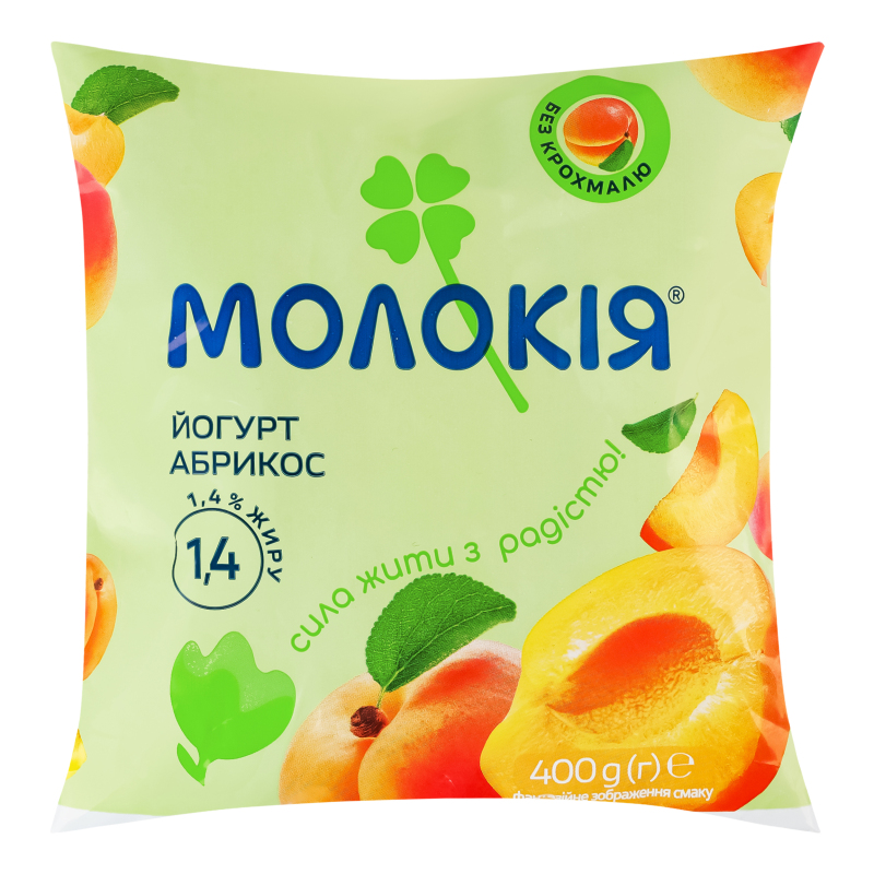 Йогурт Молокія 1,4% 400г Абрикос п/пл