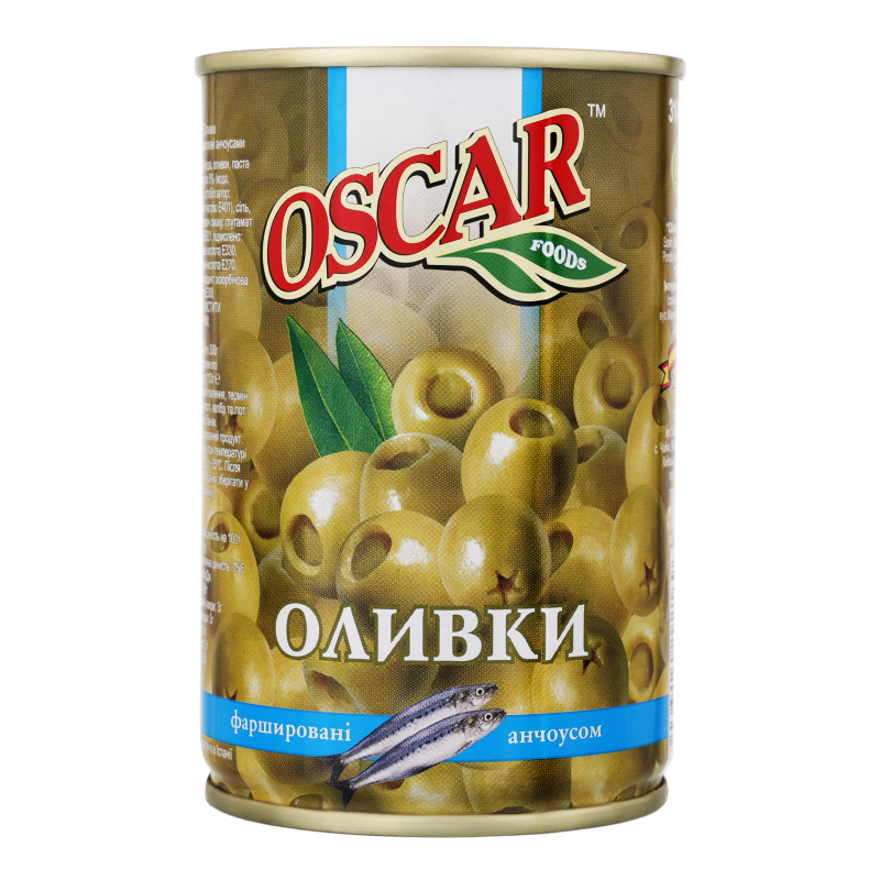 Оливки OSCAR 300г зелені анчоус