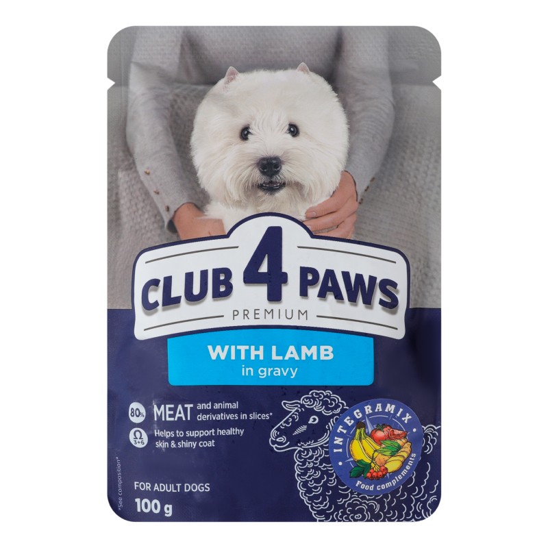 Корм Клуб 4Лапи дс 100г Ягня дел. соус
