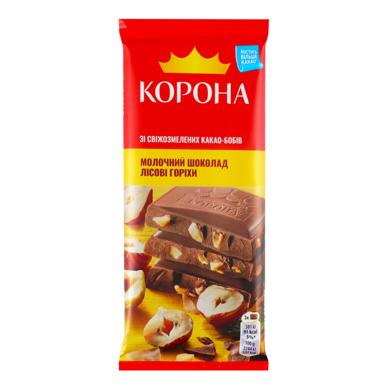 Шоколад Корона 85г Молочний горіх