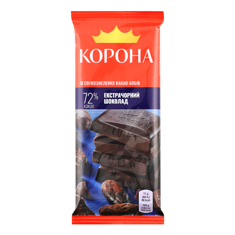 Шоколад Корона 85г Екстра чорний 72%