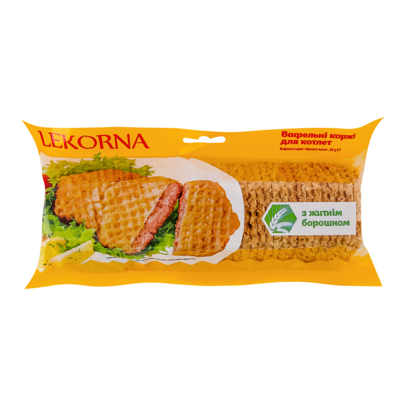 Коржі LEKORNA 50г Бризолі житн вафельні