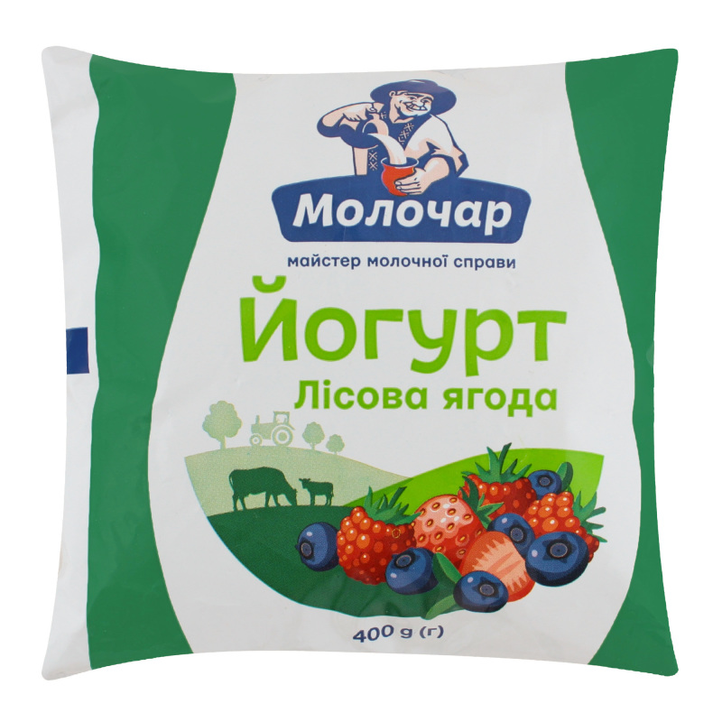 Йогурт Молочар 1% 400г Лісова ягода п/е