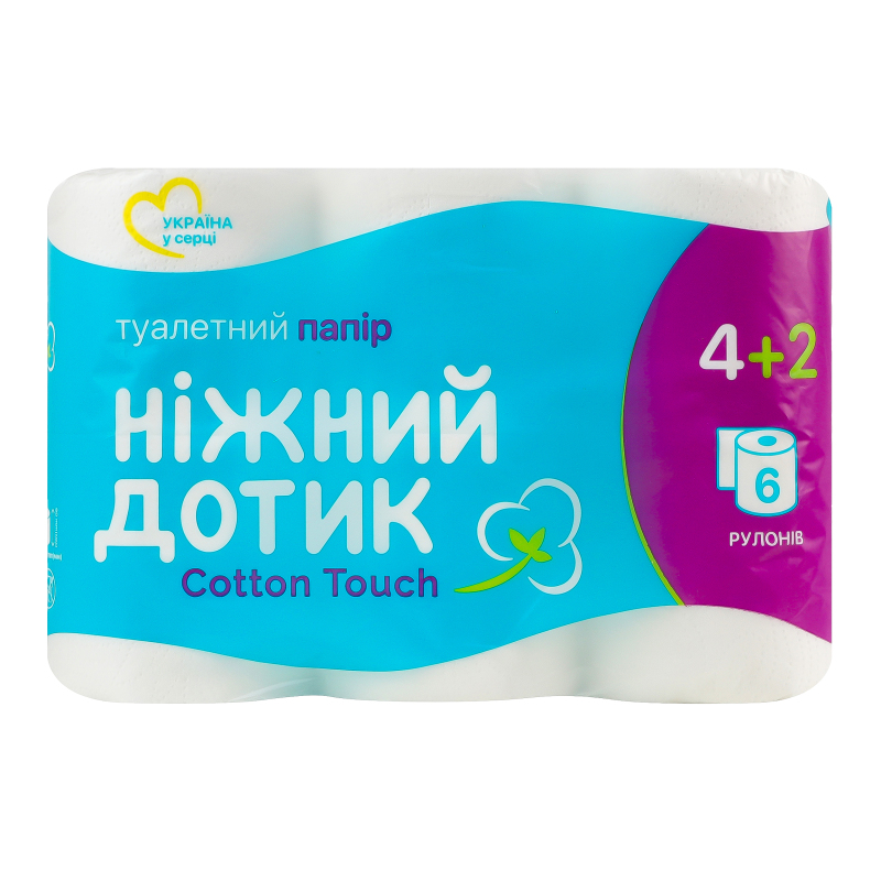 Папір туалетний Ніжний Дотик білий 4+2