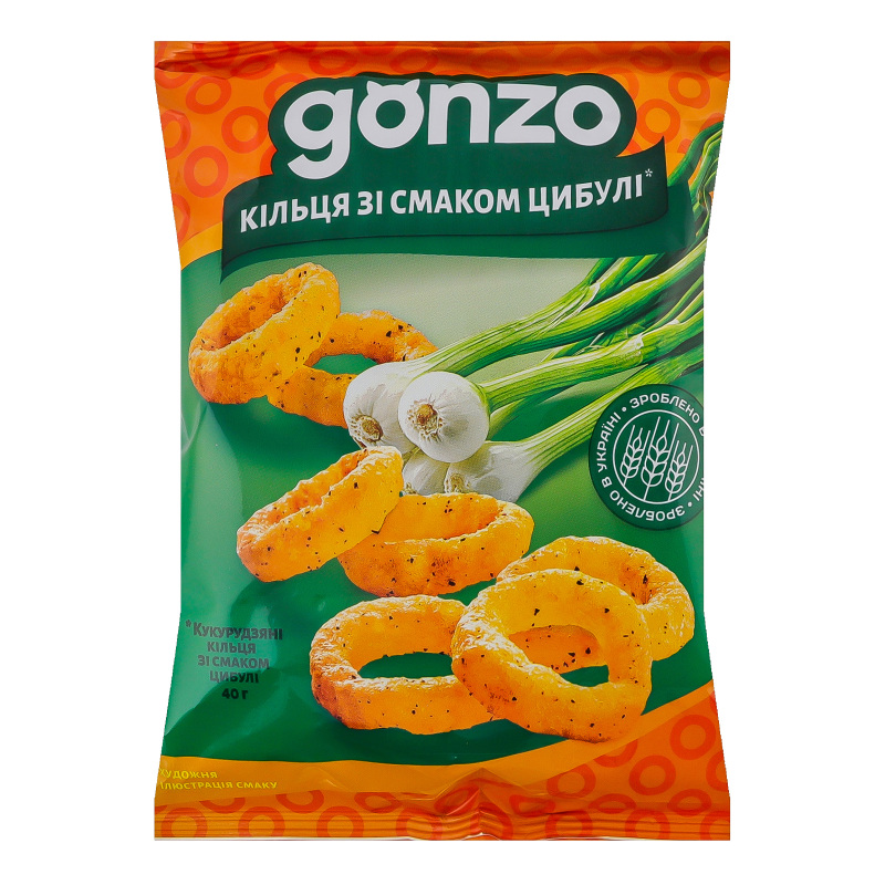 Кільця кукурудзяні Gonzo 40г цибуля