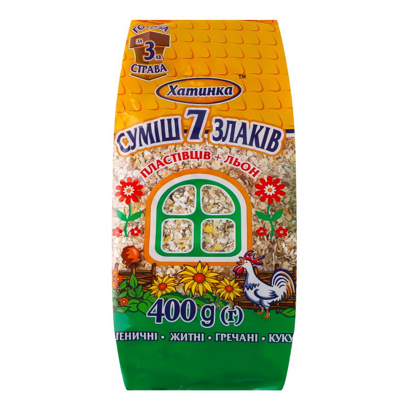 Пластівці Хатинка 400г Суміш 7 Злаків