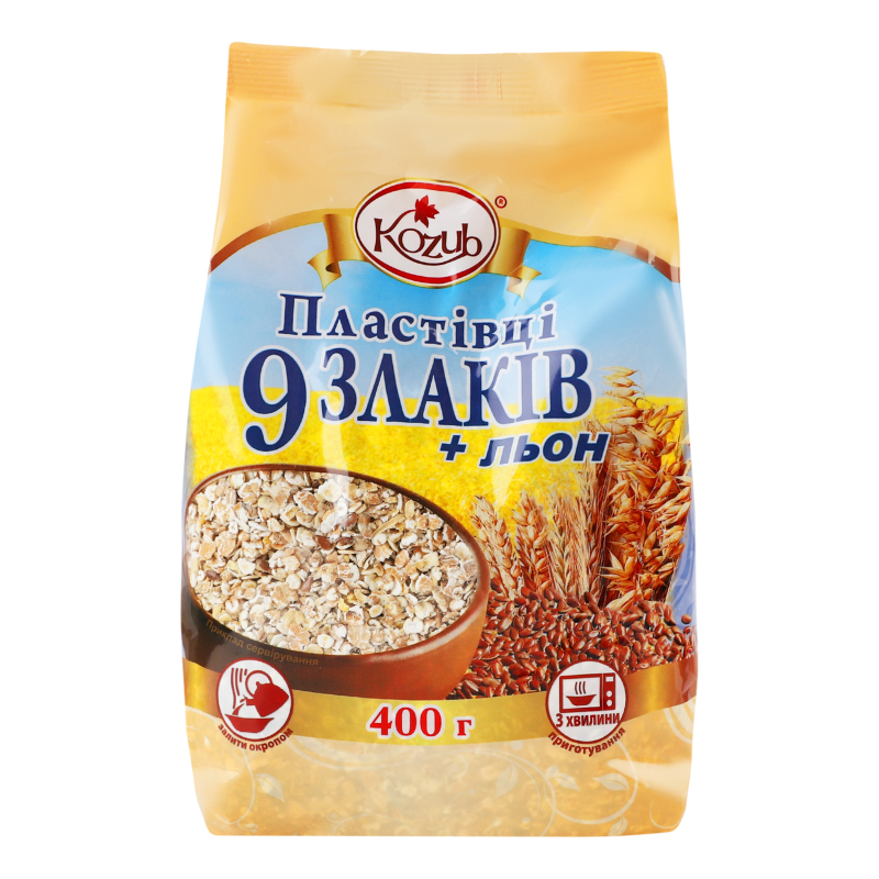 Пластівці КозубПродукт 400г 9злаків+льон
