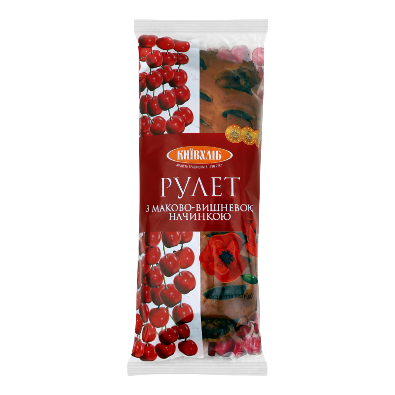 Рулет КиївХліб 300г з маково-вишнев нач