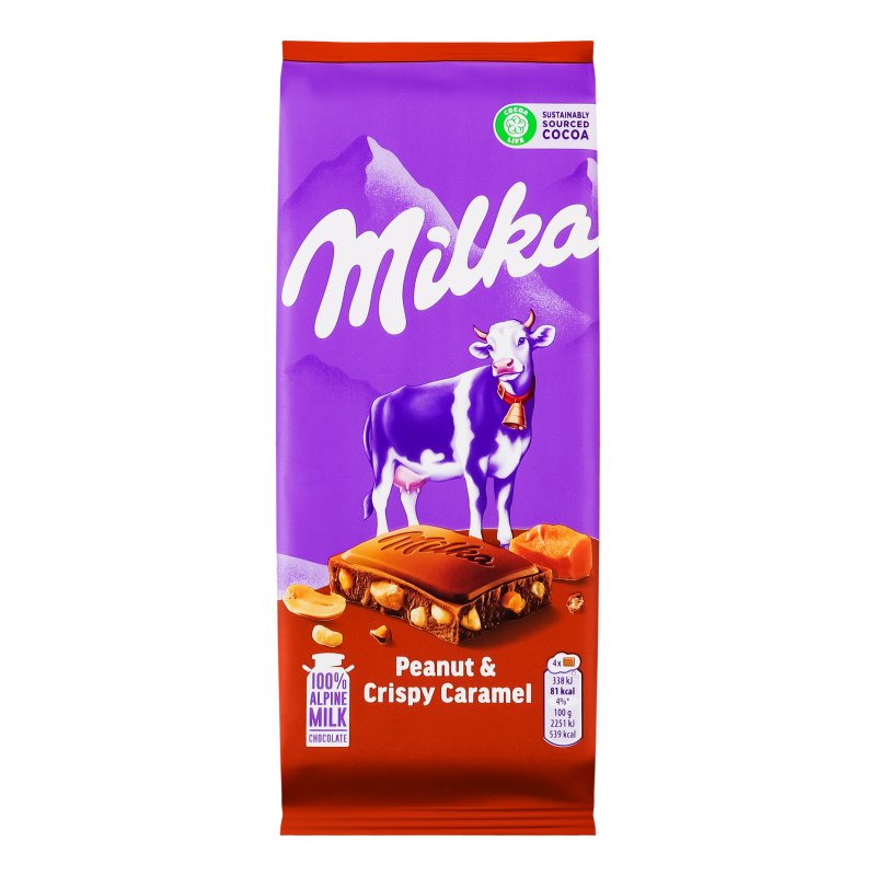 Шоколад Milka 90г Карамель-арахіс