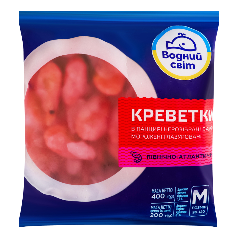 Морепрод Водний Світ 400г Креветки 90+