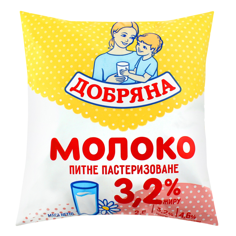 Молоко Добряна 3,2% 450г пастериз п/пл