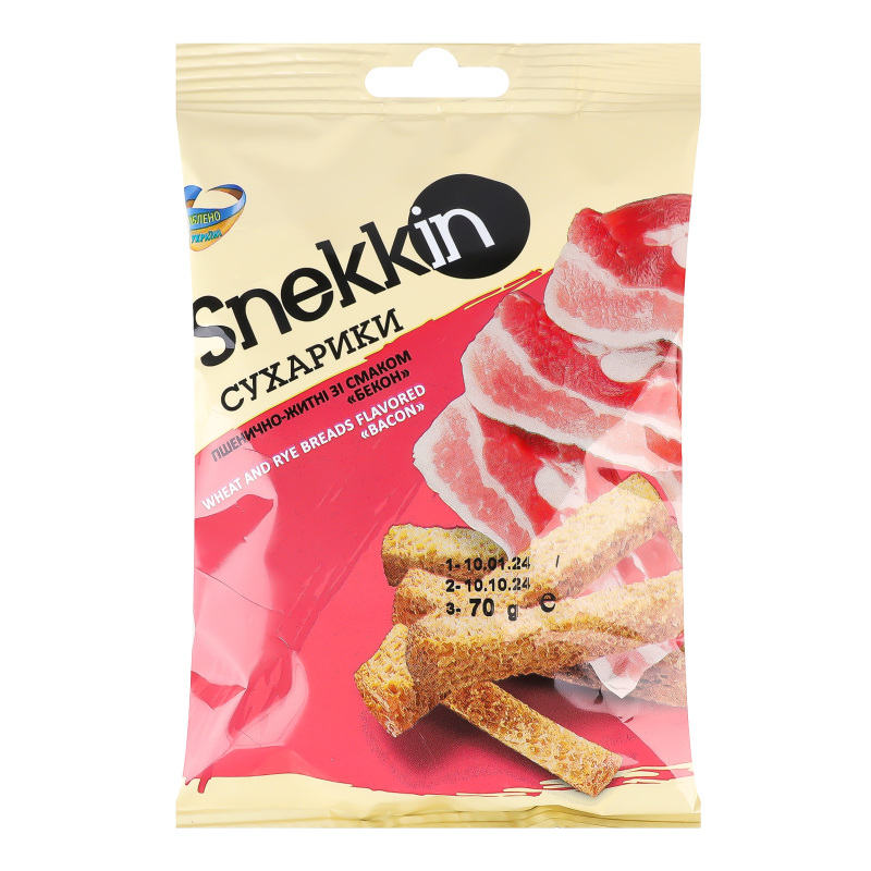 Сухарики Snekkin 70г Пшен-житні бекон